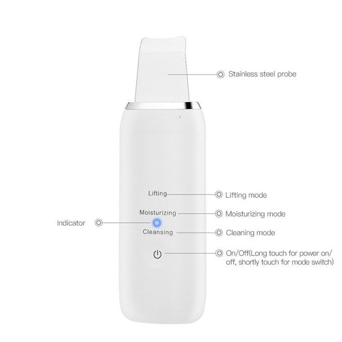 Professional Ultrasonic Skin Scrubber Ion Deep Face Cleaning Peeling