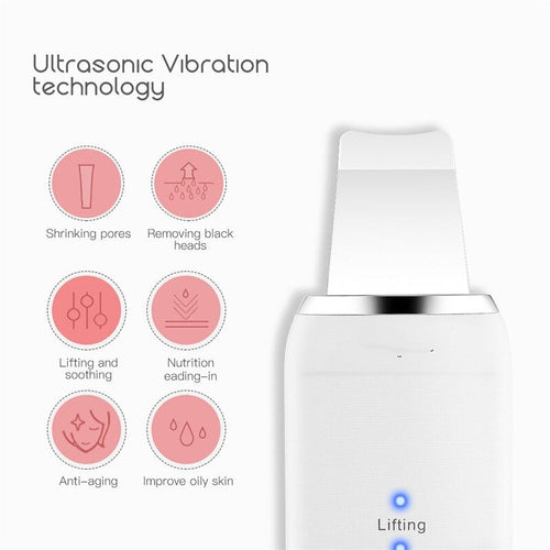 Professional Ultrasonic Skin Scrubber Ion Deep Face Cleaning Peeling
