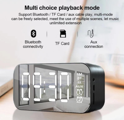 LED Alarm Clock Bluetooth Speaker – FM Radio, Sleep Timer