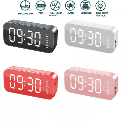 LED Alarm Clock Bluetooth Speaker – FM Radio, Sleep Timer