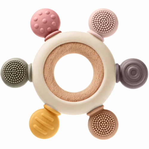 Baby Silicone Wooden Teething Ring